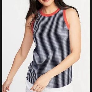 Old Navy Slim Fit High Neck Tank, Red, White & Blue Size XS